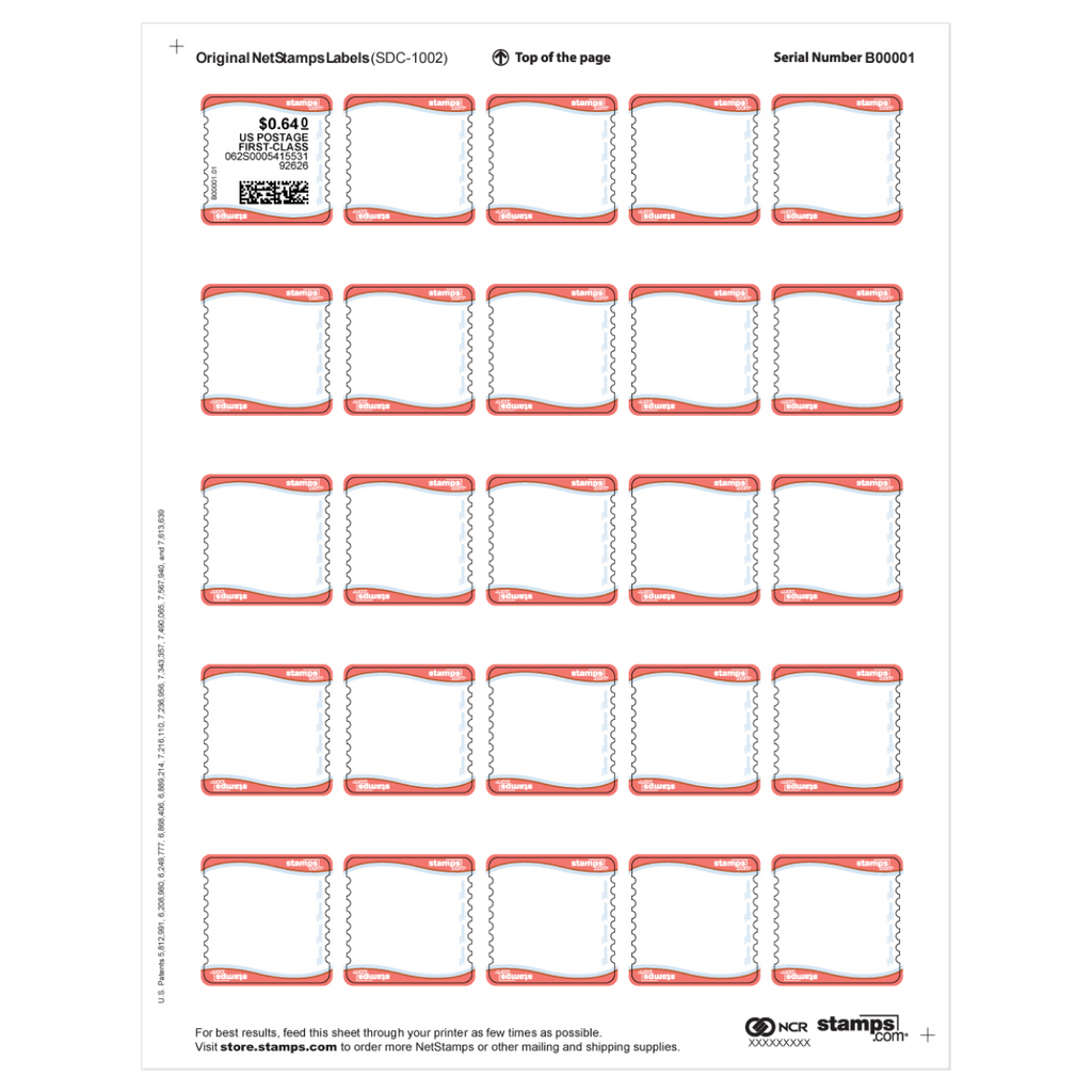 Endicia Original NetStamps® Sheets – Endicia Supplies Store