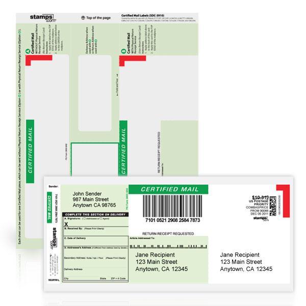 Certified Mail Labels with Return Receipt (SDC3930) Endicia Supplies