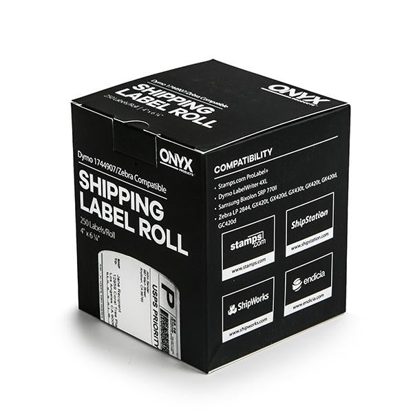 ONYX Products<sup>&reg;</sup> 4" x 6 1/4" DYMO Compatible Shipping Label Rolls, 250 Labels/Roll