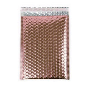Size (#0) 6.5"x9" Metallic Rose Gold Bubble Mailer with Peel-N-Seal
