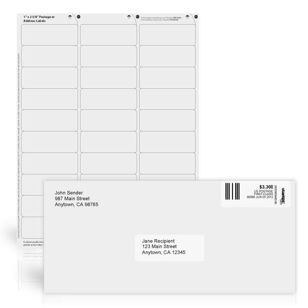 1" x 2 5/8" White Postage or Address Labels
